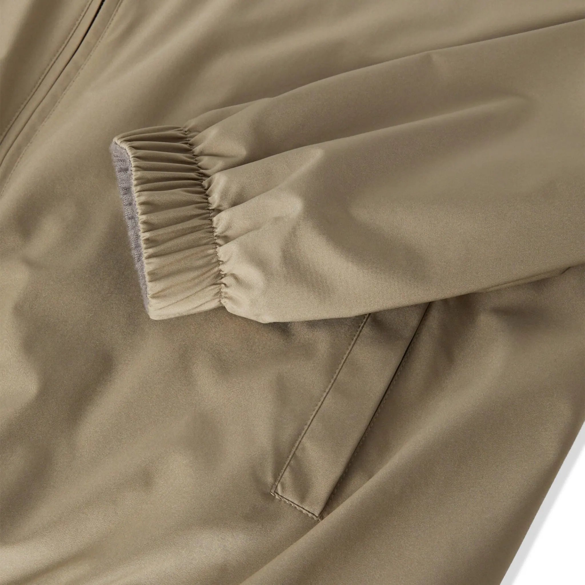 Detailed View of Loro Piana Windmate Storm System Tobacco Ermine Brown Bomber Jacket FAP9753_B39K
